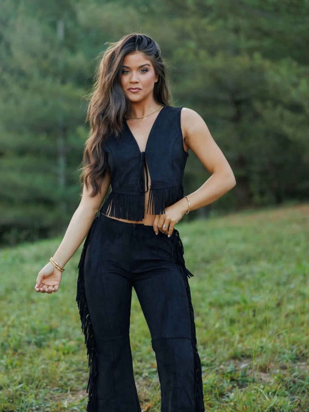 Forever 21 Boho Chic Black Fringe Vest - Picture 3 of 4